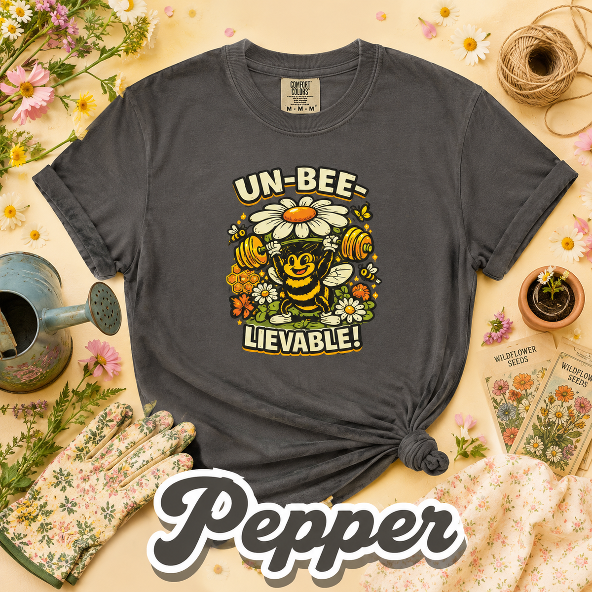 Un-Bee-Lievable Funny Bee Weightlifting Graphic T-Shirt