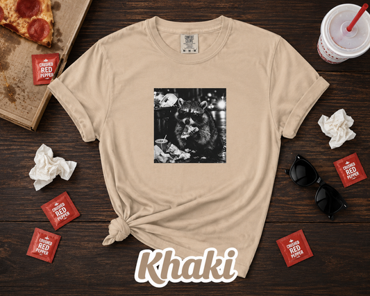 Funny Raccoon Sunglasses Pizza Graphic T-Shirt