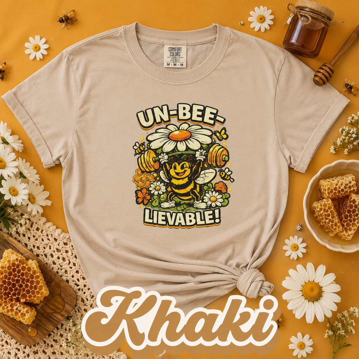 Un-Bee-Lievable Funny Bee Weightlifting Graphic T-Shirt