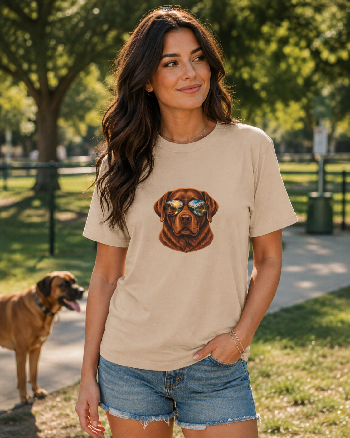 Chocolate Lab Sunglasses T-Shirt | Outdoor Dog Lover Tee