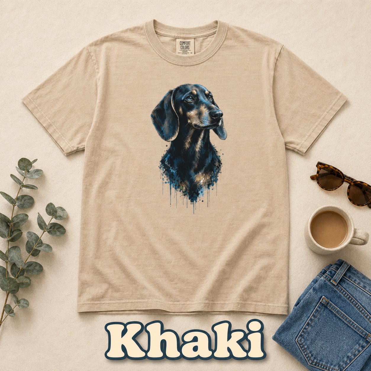 Dachshund Comfort Colors Shirt, Black and Tan Wiener Dog Graphic Tee, Artistic Dog Portrait T-Shirt, Gift for Dachshund Lovers