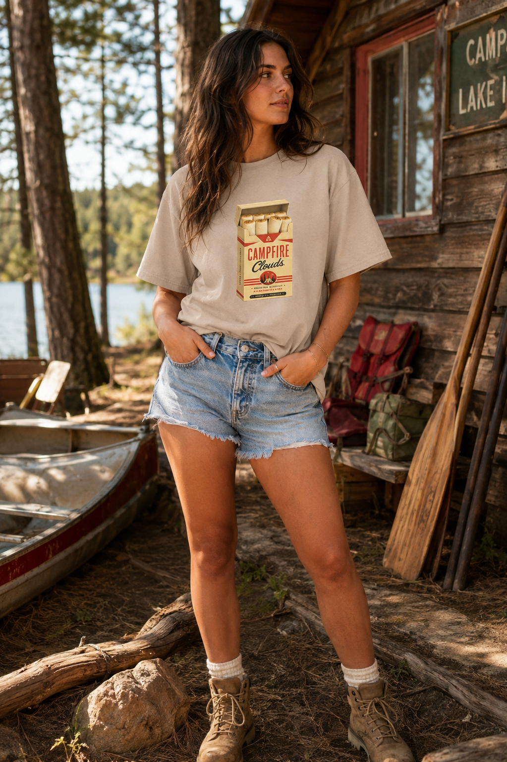 Campfire Clouds Vintage Marshmallow Graphic T-Shirt