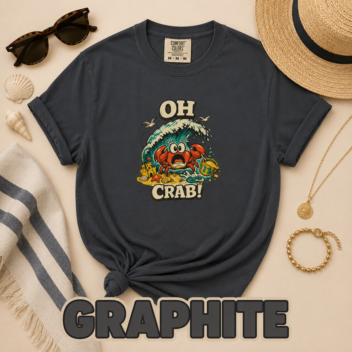 Oh Crab! Funny Beach Crab T-Shirt | Retro Summer Tee