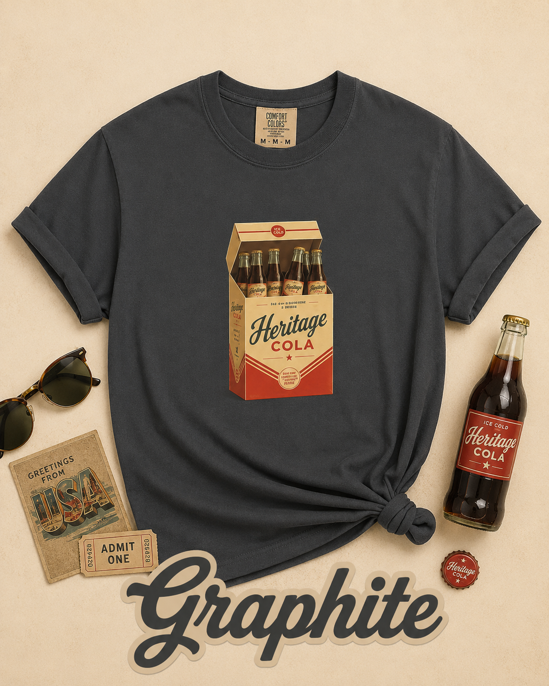 Vintage Heritage Cola Retro Soda Graphic T-Shirt