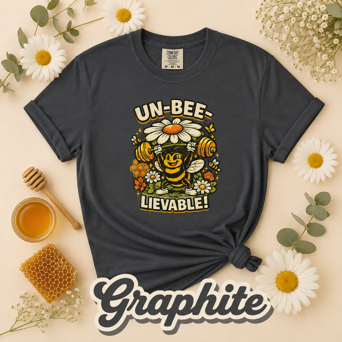 Un-Bee-Lievable Funny Bee Weightlifting Graphic T-Shirt