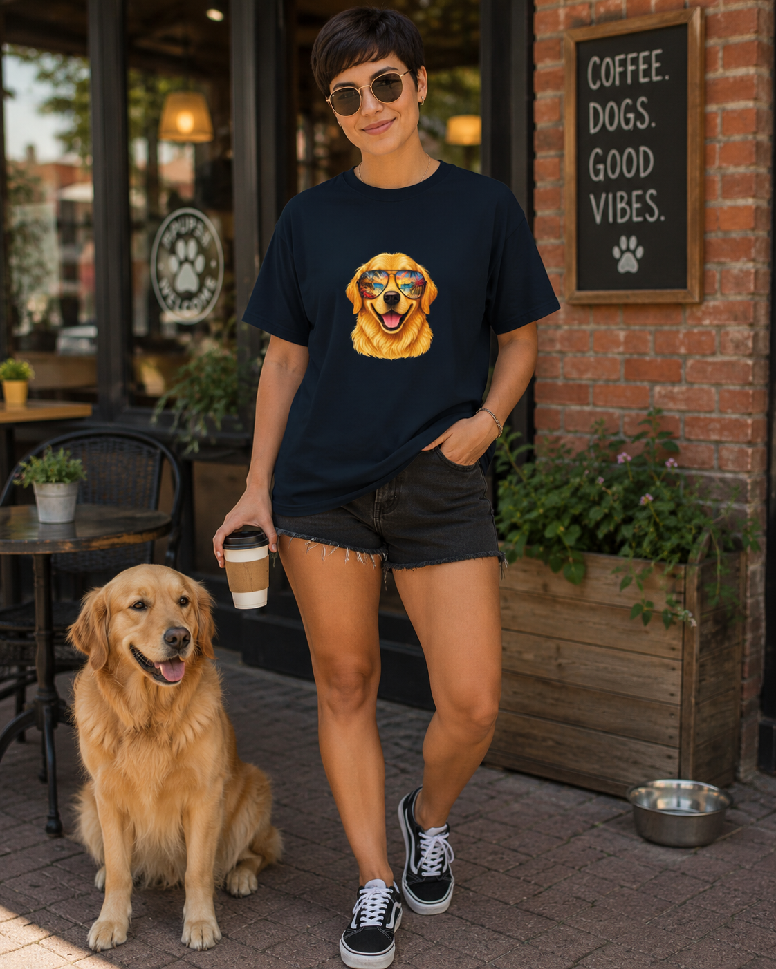 Golden Retriever Beach T-Shirt | Tropical Dog Lover Tee