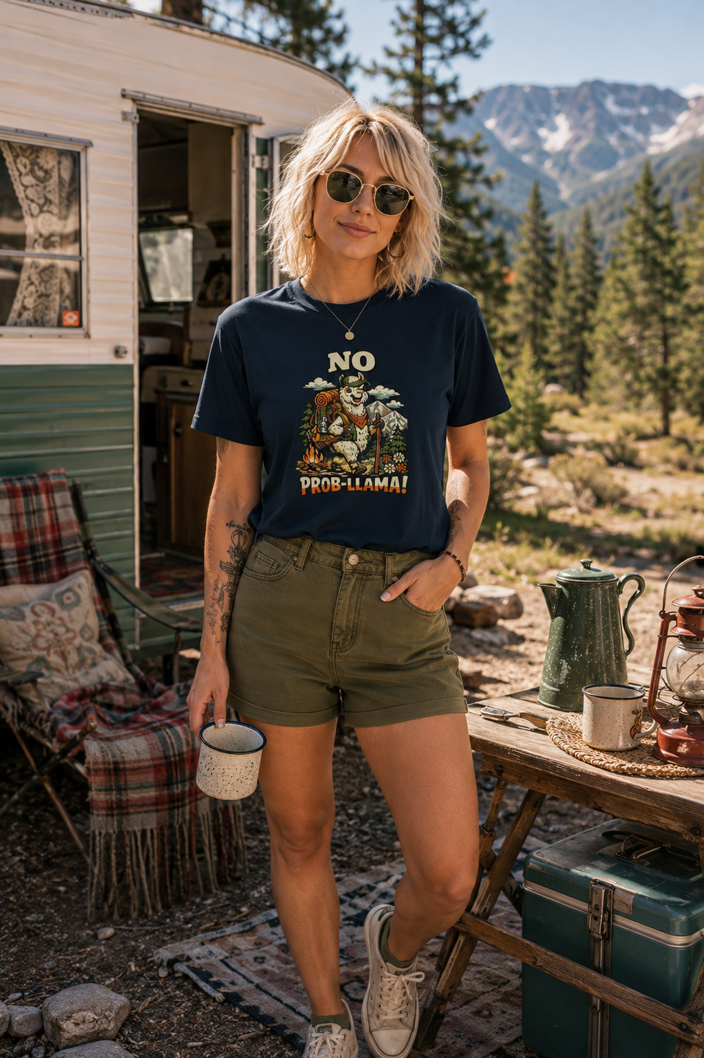No Prob-Llama T-Shirt | Funny Hiking Llama Graphic Tee