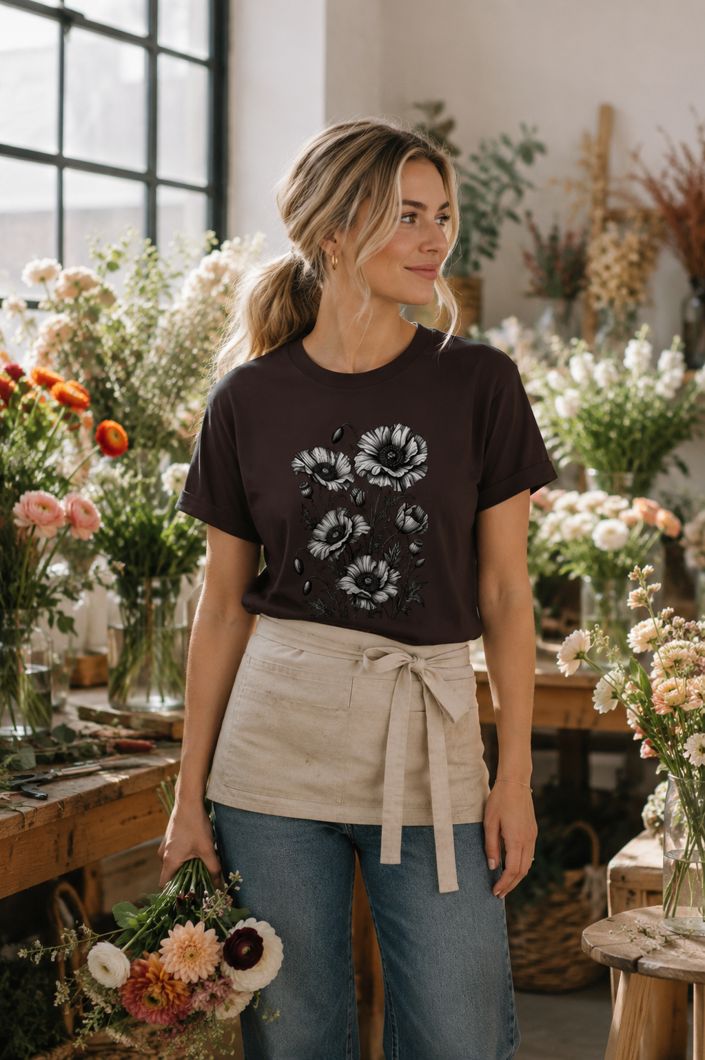 Vintage Poppy Flower T-Shirt | Botanical Floral Graphic Tee