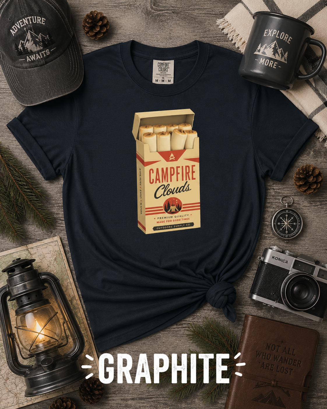 Campfire Clouds Vintage Marshmallow Graphic T-Shirt