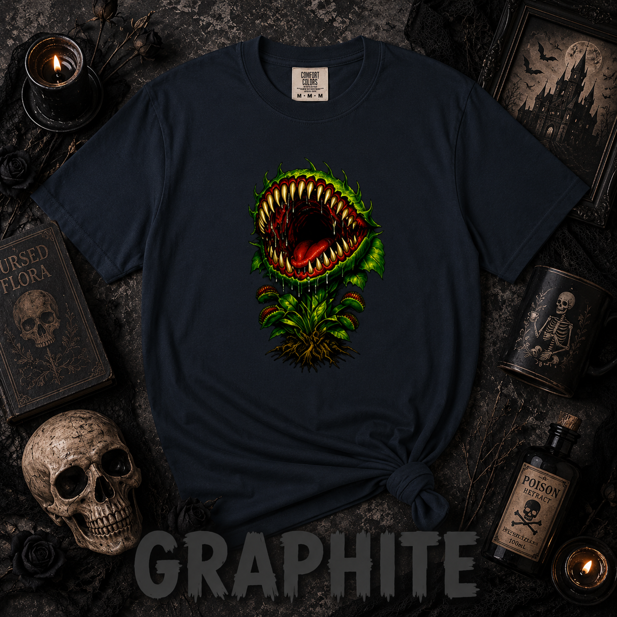 Carnivorous Venus Flytrap T-Shirt | Horror Plant Graphic Tee | Gothic Botanical Shirt | Spooky Halloween Gift for Plant Lovers