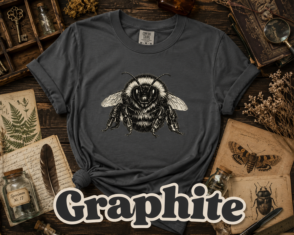 Vintage Bumblebee Botanical Illustration Graphic T-Shirt