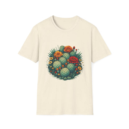 Desert Botanical Cactus Flower T-Shirt | Prickly Pear Plant Graphic Tee