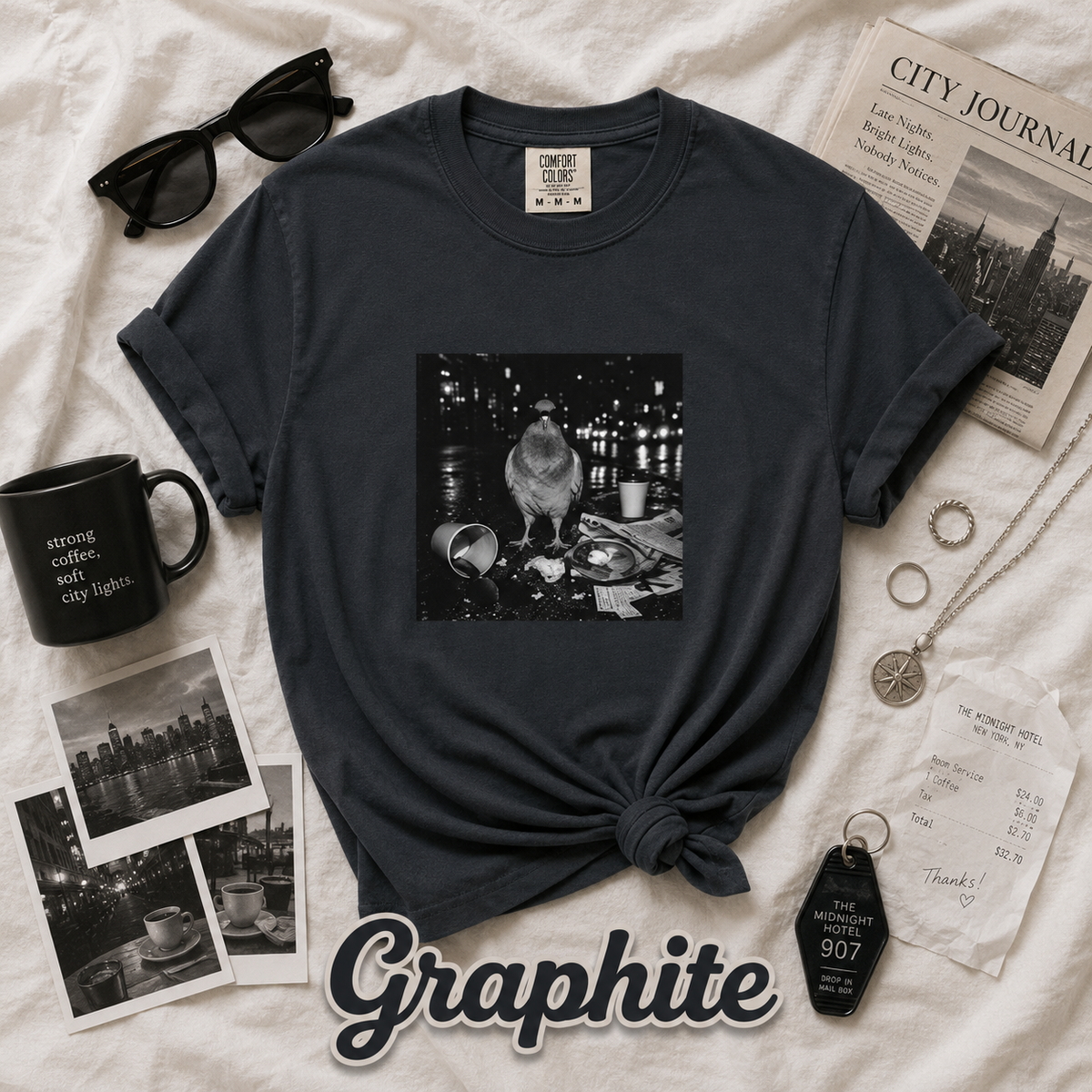 Funny Pigeon Sunglasses Urban Graphic T-Shirt