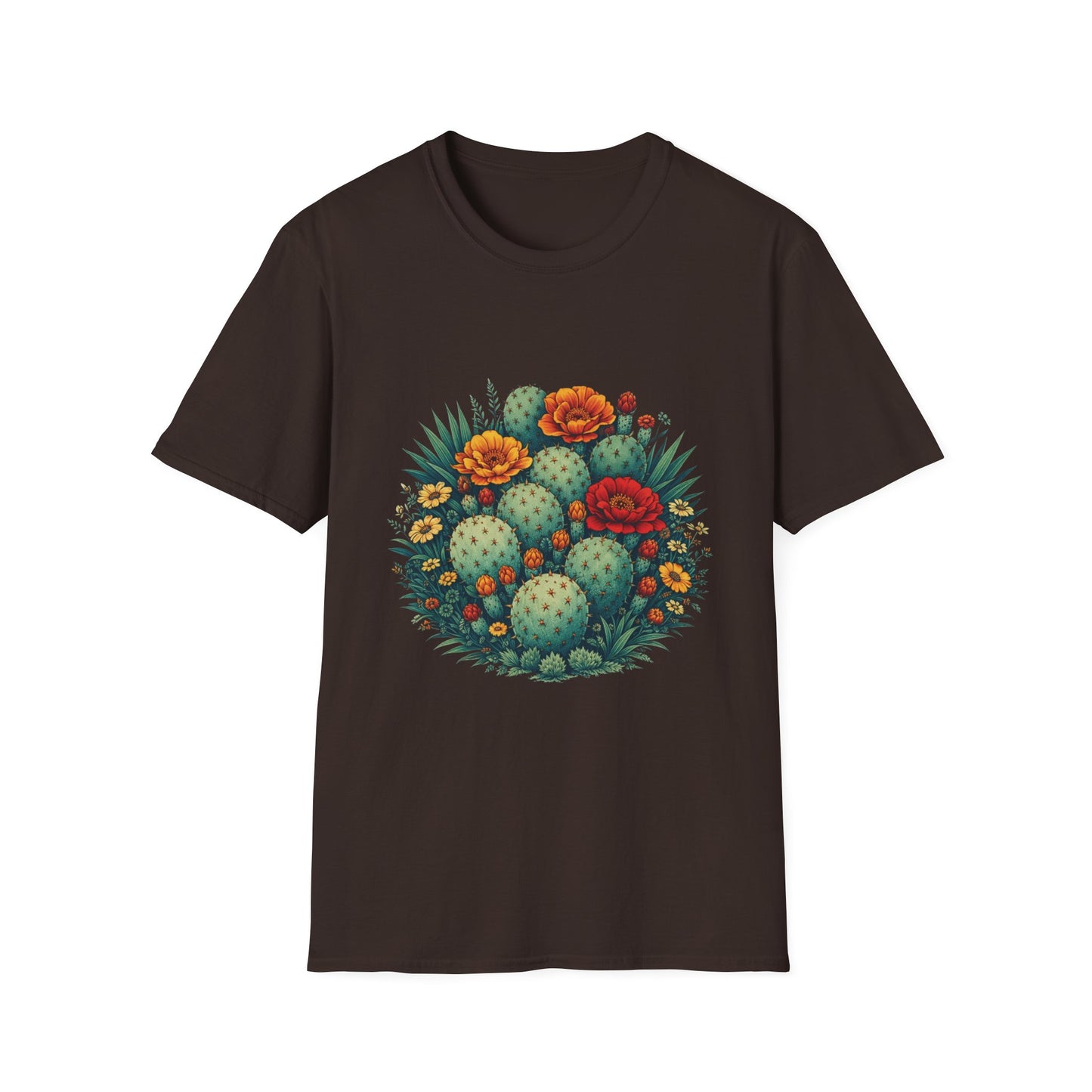 Desert Botanical Cactus Flower T-Shirt | Prickly Pear Plant Graphic Tee