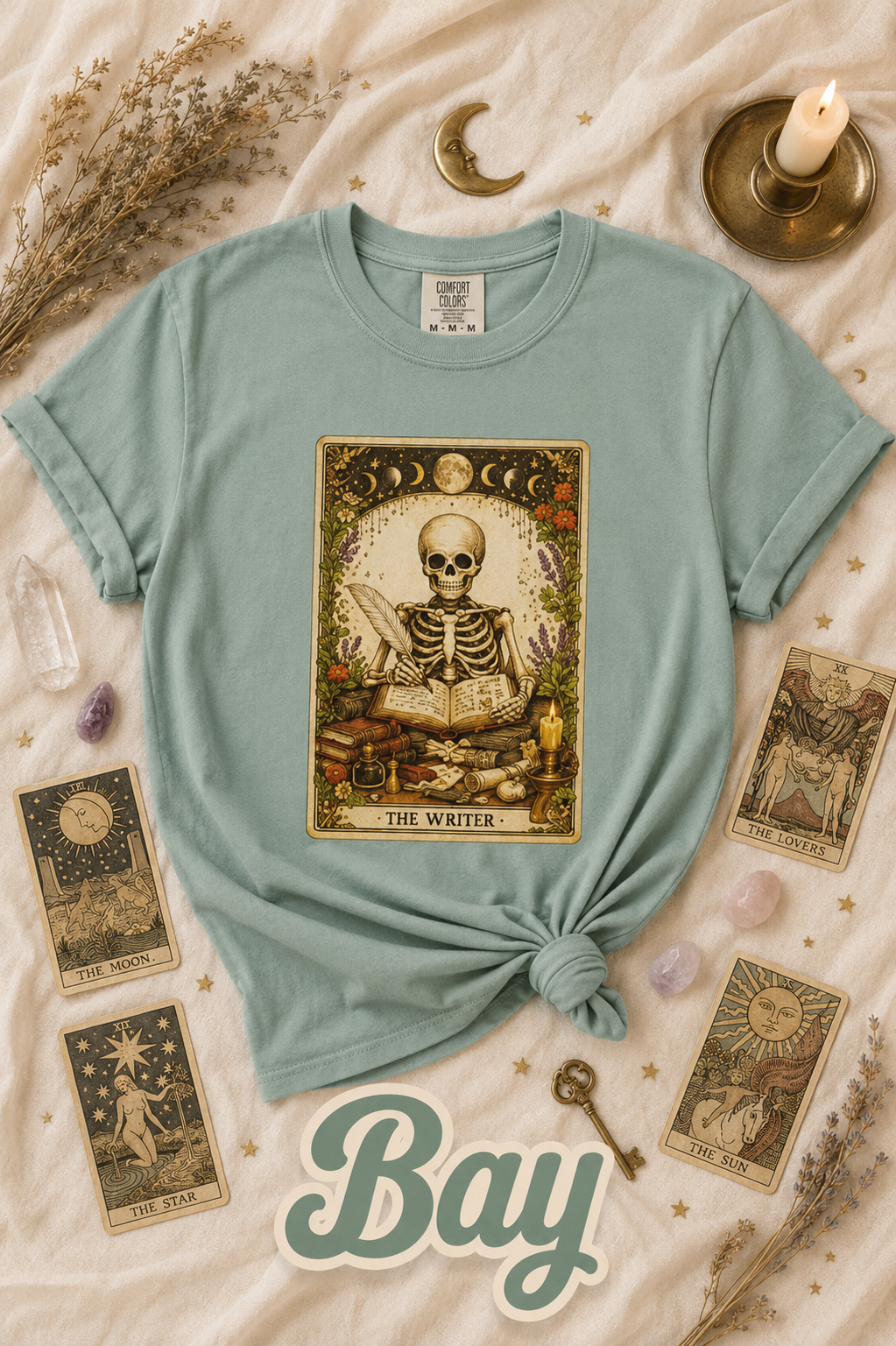 The Writer Skeleton Tarot Card Graphic T-Shirt
