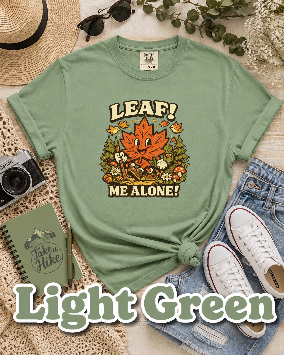 Leaf Me Alone Comfort Colors® T-Shirt | Funny Fall Maple Leaf Tee