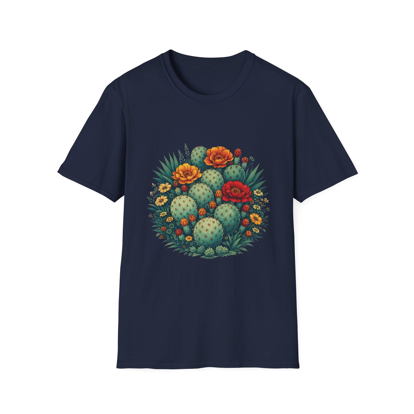 Desert Botanical Cactus Flower T-Shirt | Prickly Pear Plant Graphic Tee