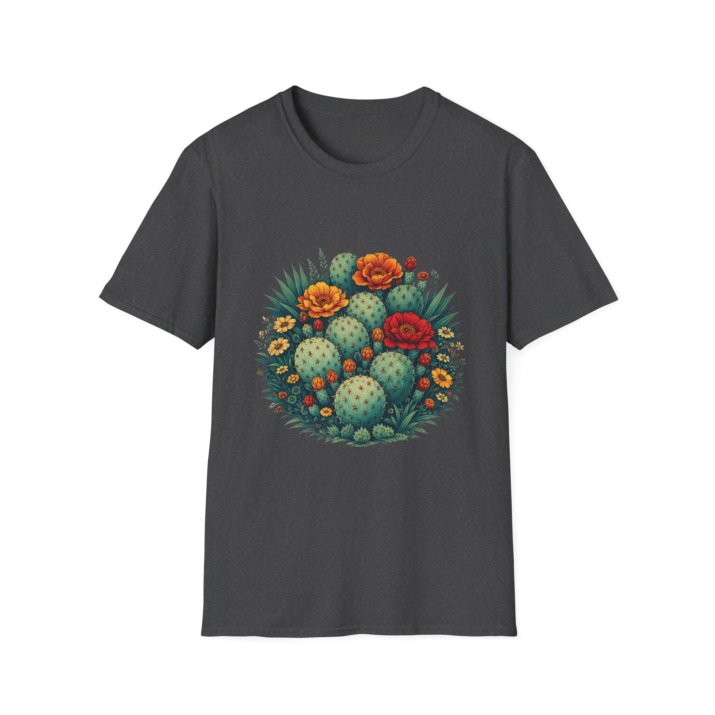 Desert Botanical Cactus Flower T-Shirt | Prickly Pear Plant Graphic Tee
