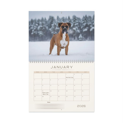 Boxer Dog Wall Calendar 2026 | Monthly Boxer Photo Calendar