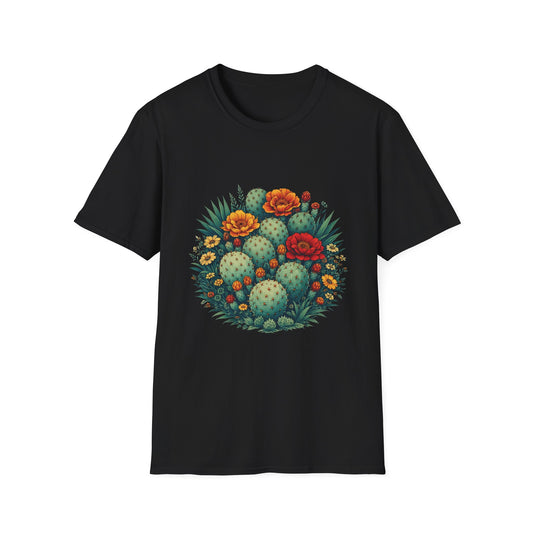 Desert Botanical Cactus Flower T-Shirt | Prickly Pear Plant Graphic Tee
