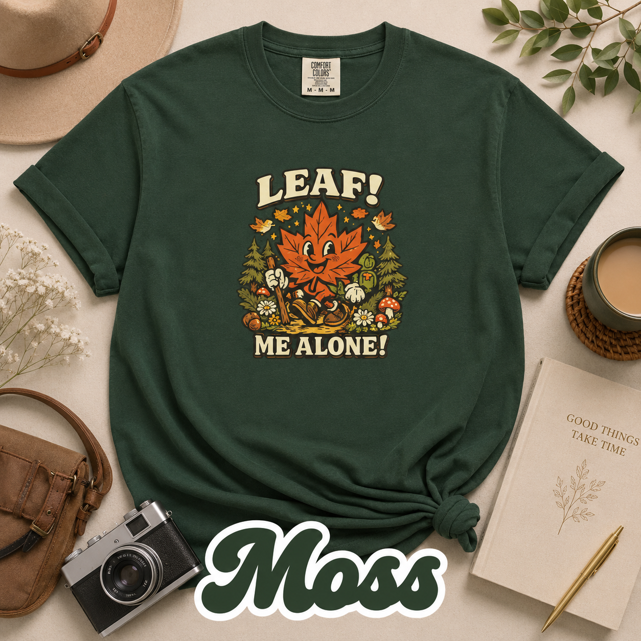 Leaf Me Alone Comfort Colors® T-Shirt | Funny Fall Maple Leaf Tee