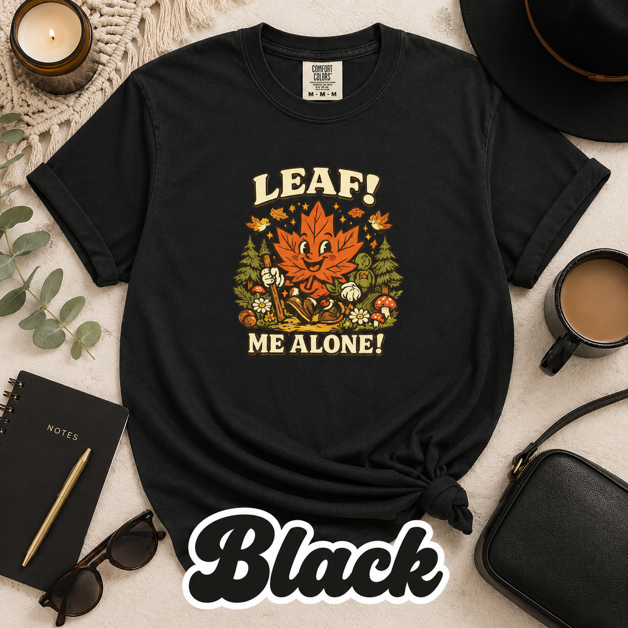 Leaf Me Alone Comfort Colors® T-Shirt | Funny Fall Maple Leaf Tee