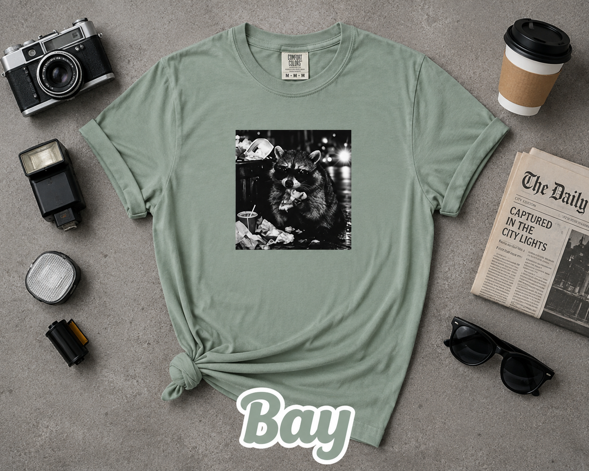 Funny Raccoon Sunglasses Pizza Graphic T-Shirt
