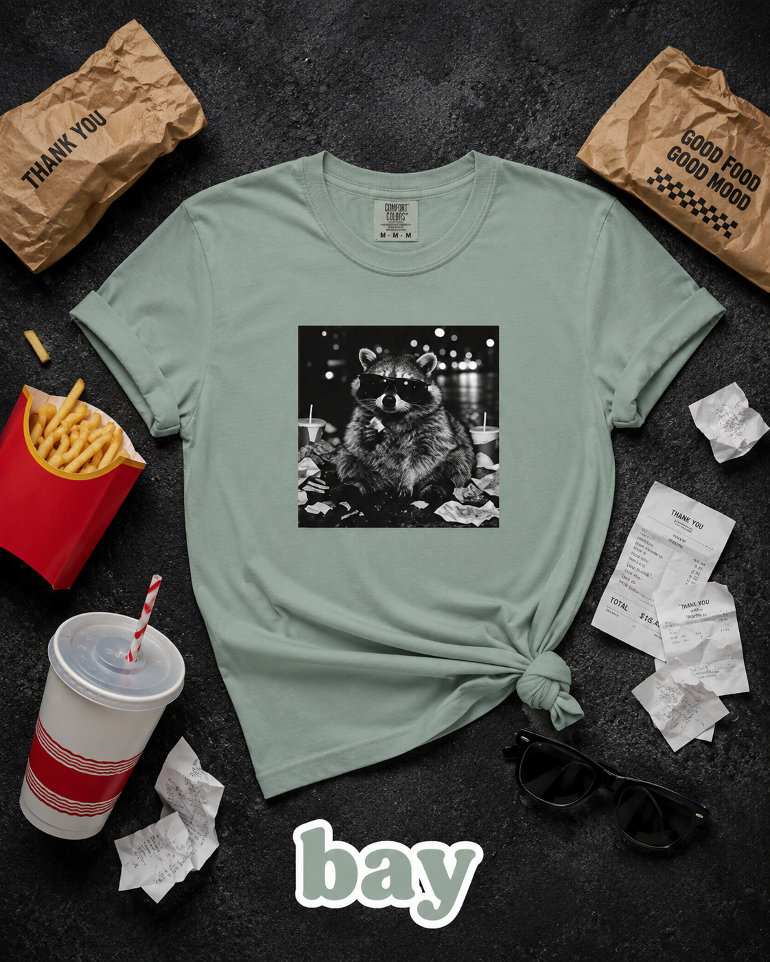 Funny Raccoon Sunglasses Trash Panda Graphic T-Shirt