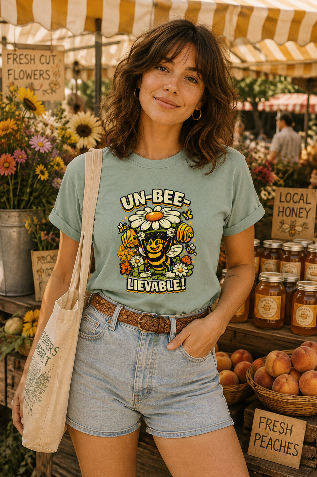 Un-Bee-Lievable Funny Bee Weightlifting Graphic T-Shirt