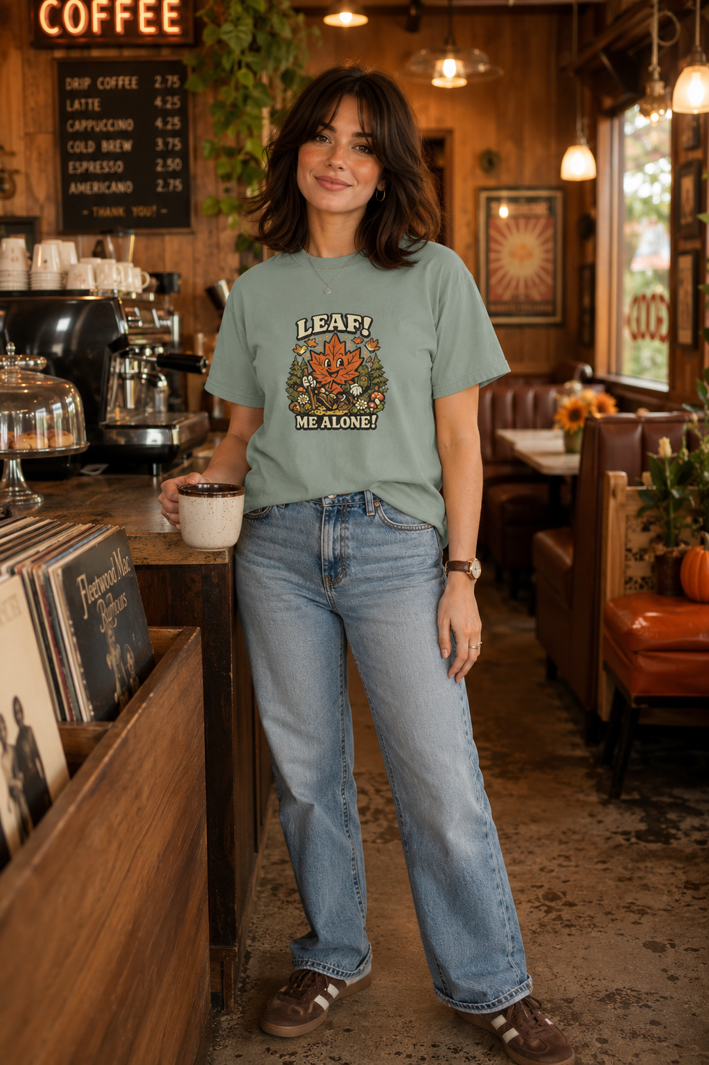 Leaf Me Alone Funny Fall Hiking Graphic T-Shirt