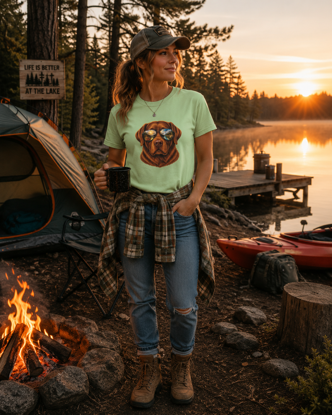 Chocolate Labrador Retriever Shirt, Dog with Sunglasses Tee, Lab Lover Gift, Adventure Dog Shirt, Hiking Tee, Comfort Colors