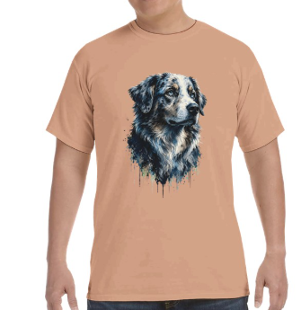 Australian Shepherd Shirt, Aussie Dog Graphic Tee, Dog Lover Gift, Artistic Pet Portrait T-Shirt, Western Farm Dog Comfort Colors Tee