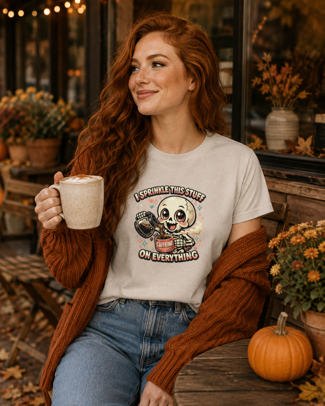 I Sprinkle This Stuff on Everything Skeleton Coffee T-Shirt