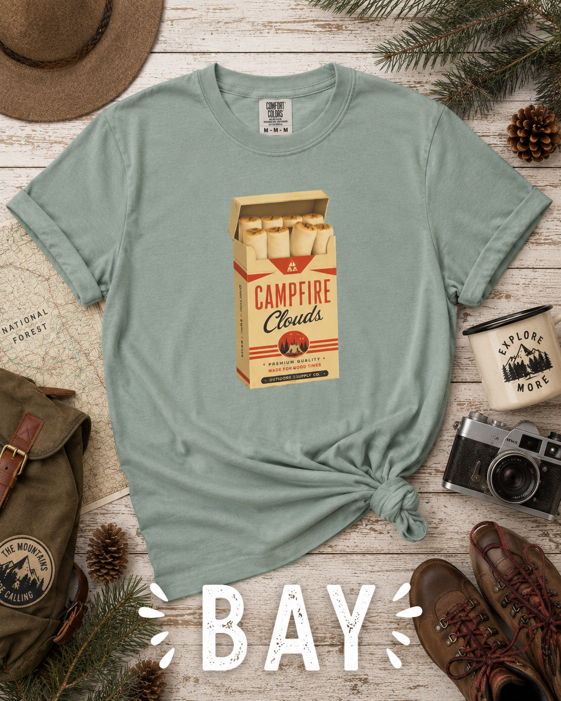 Campfire Clouds Vintage Marshmallow Graphic T-Shirt