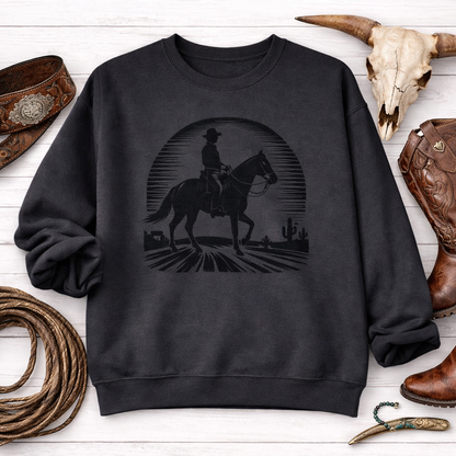 Cowboy Silhouette Horse Sweatshirt | Western Sunset Crewneck