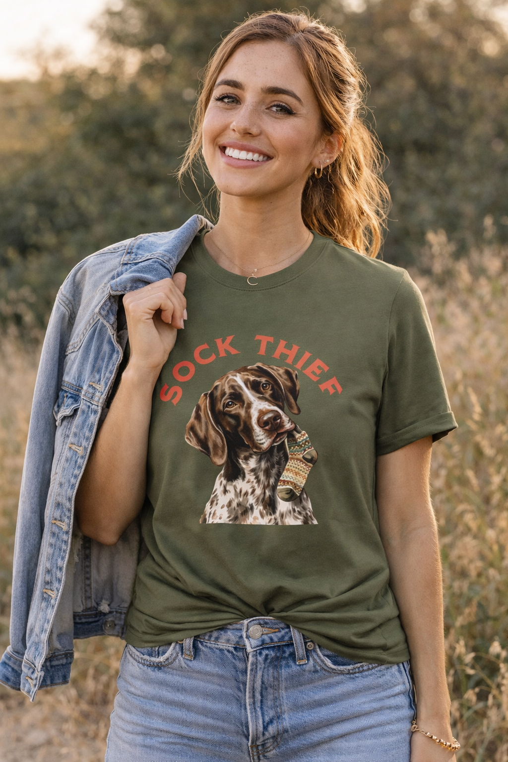 Sock Thief Dog Tee – German Shorthaired Pointer Graphic T-Shirt