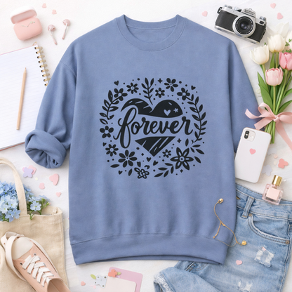 Forever Floral Heart Sweatshirt – Soft Cozy Graphic Crewneck for Everyday Wear