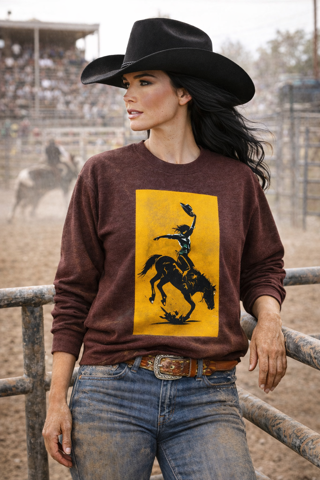 Cowgirl Rodeo Sweatshirt – Western Bronc Rider Bucking Horse Pullover