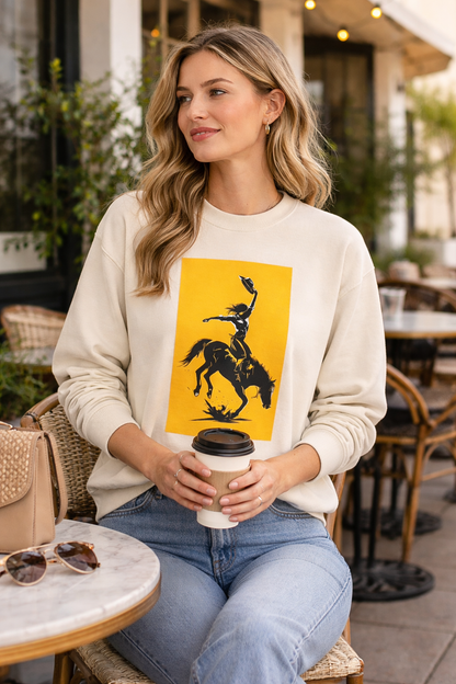 Cowgirl Rodeo Sweatshirt – Western Bronc Rider Bucking Horse Pullover