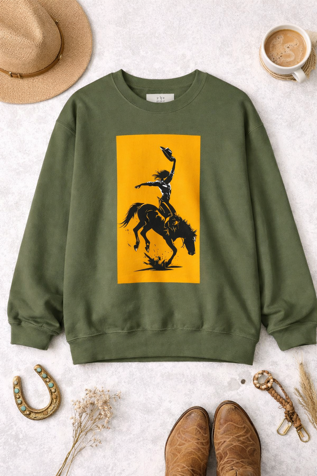 Cowgirl Rodeo Sweatshirt – Western Bronc Rider Bucking Horse Pullover