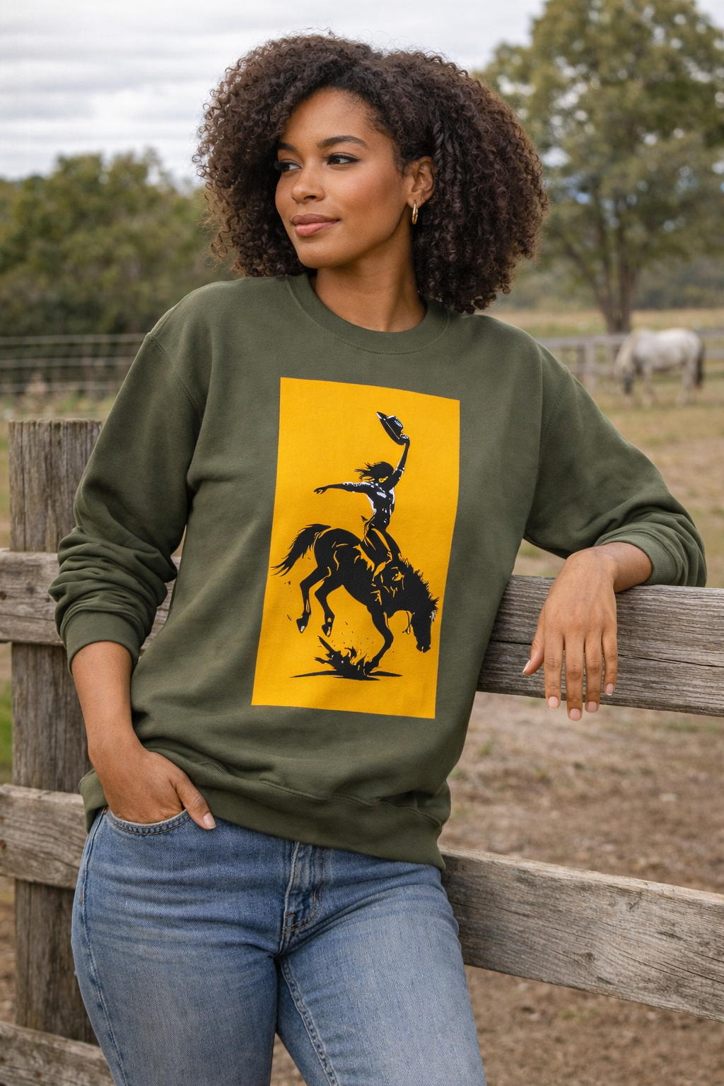 Cowgirl Rodeo Sweatshirt – Western Bronc Rider Bucking Horse Pullover