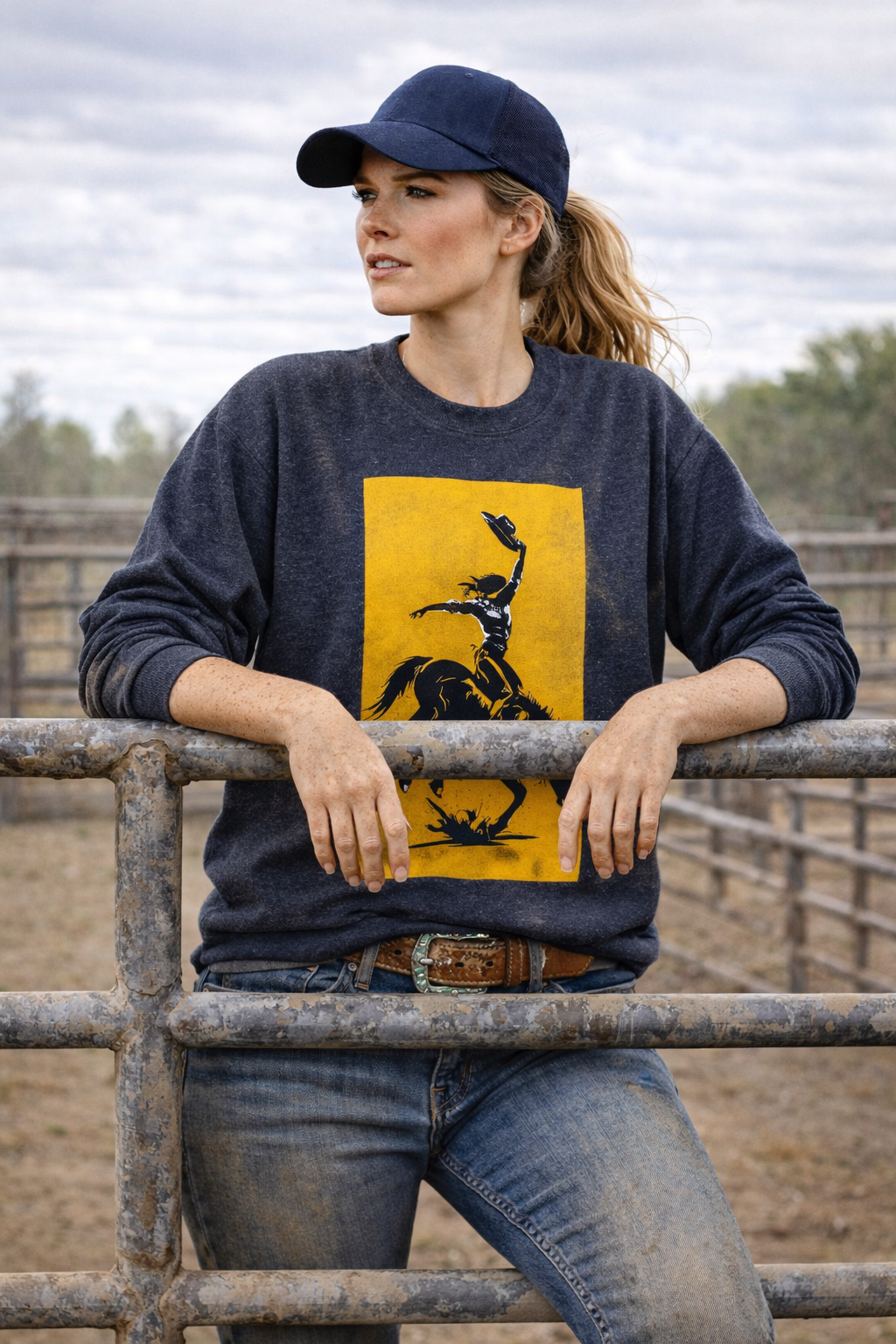 Cowgirl Rodeo Sweatshirt – Western Bronc Rider Bucking Horse Pullover