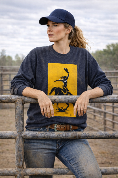 Cowgirl Rodeo Sweatshirt – Western Bronc Rider Bucking Horse Pullover