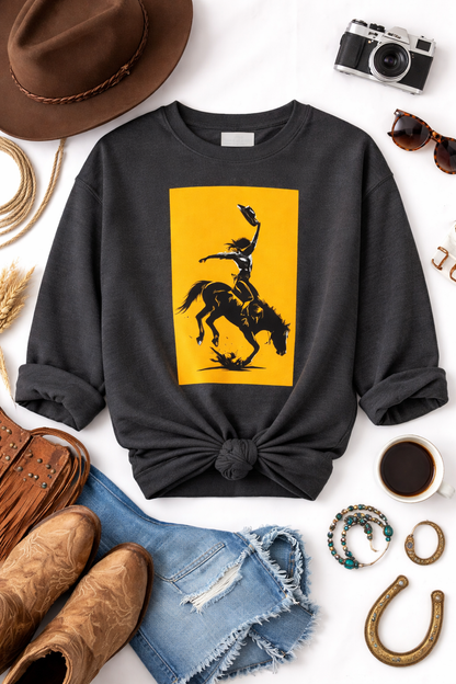 Cowgirl Rodeo Sweatshirt – Western Bronc Rider Bucking Horse Pullover