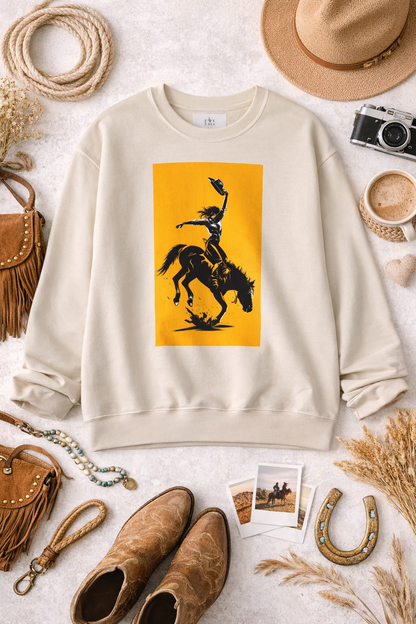 Cowgirl Rodeo Sweatshirt – Western Bronc Rider Bucking Horse Pullover