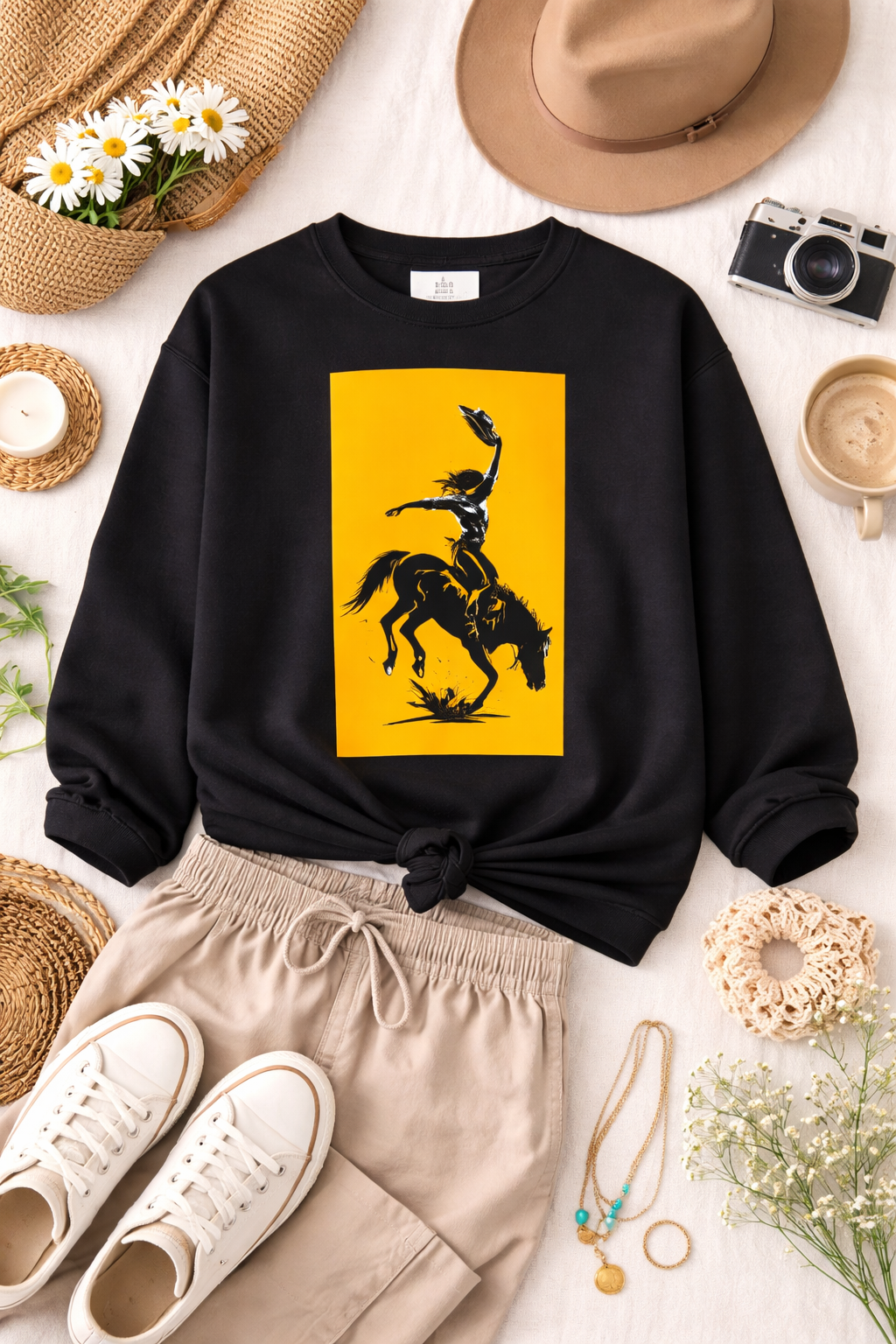 Cowgirl Rodeo Sweatshirt – Western Bronc Rider Bucking Horse Pullover