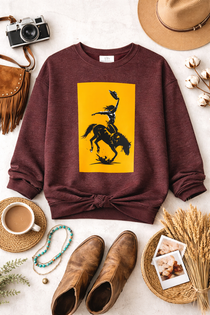 Cowgirl Rodeo Sweatshirt – Western Bronc Rider Bucking Horse Pullover