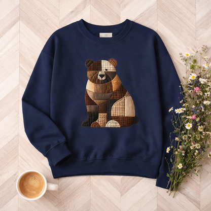 Patchwork Bear Sweatshirt | Cozy Farm Animal Crewneck – Ember Heights