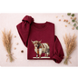 Patchwork Highland Cow Sweatshirt – Cozy Farm Animal Crewneck | Ember Heights