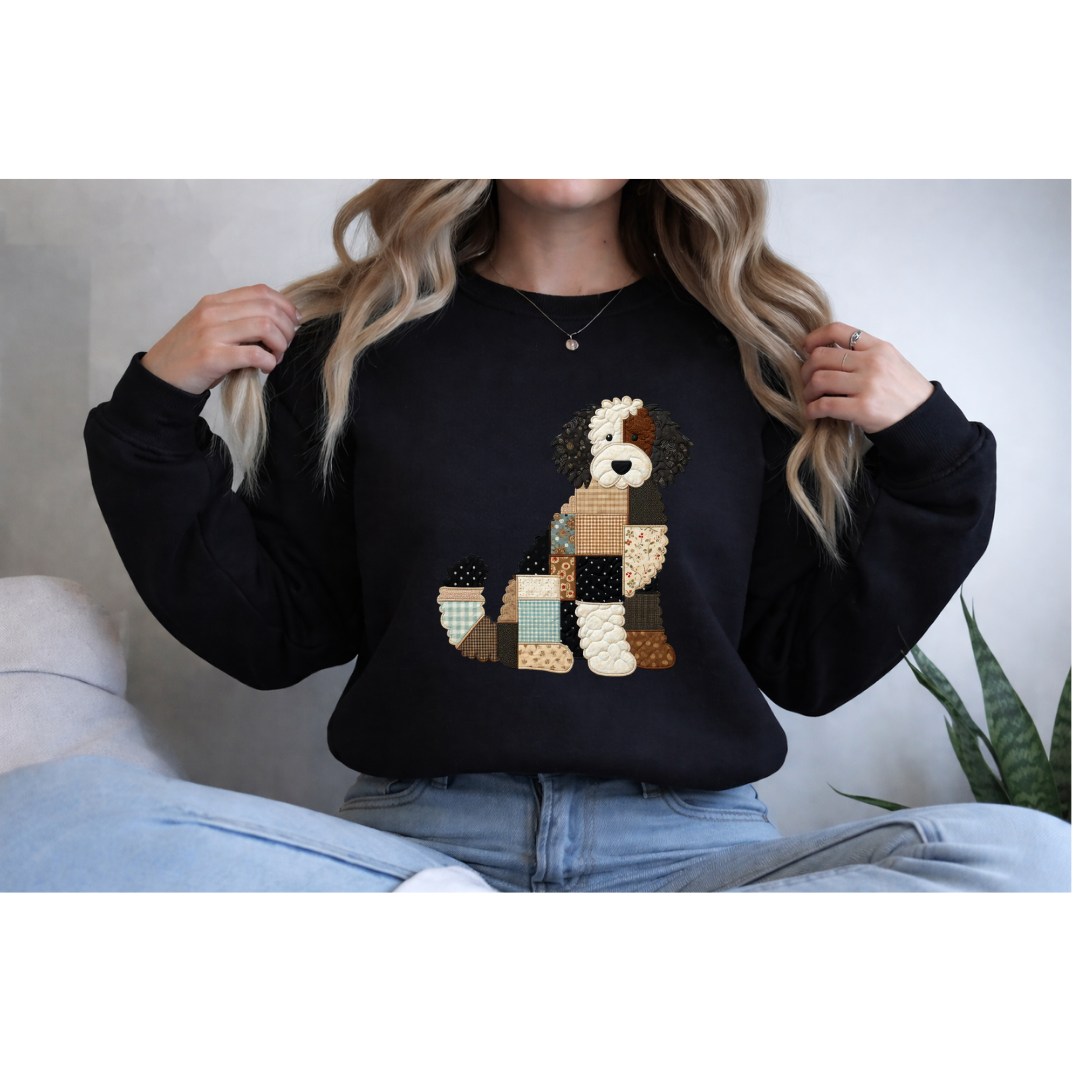 Patchwork Bernedoodle Sweatshirt | Cozy Woodland Animal Crewneck – Ember Heights